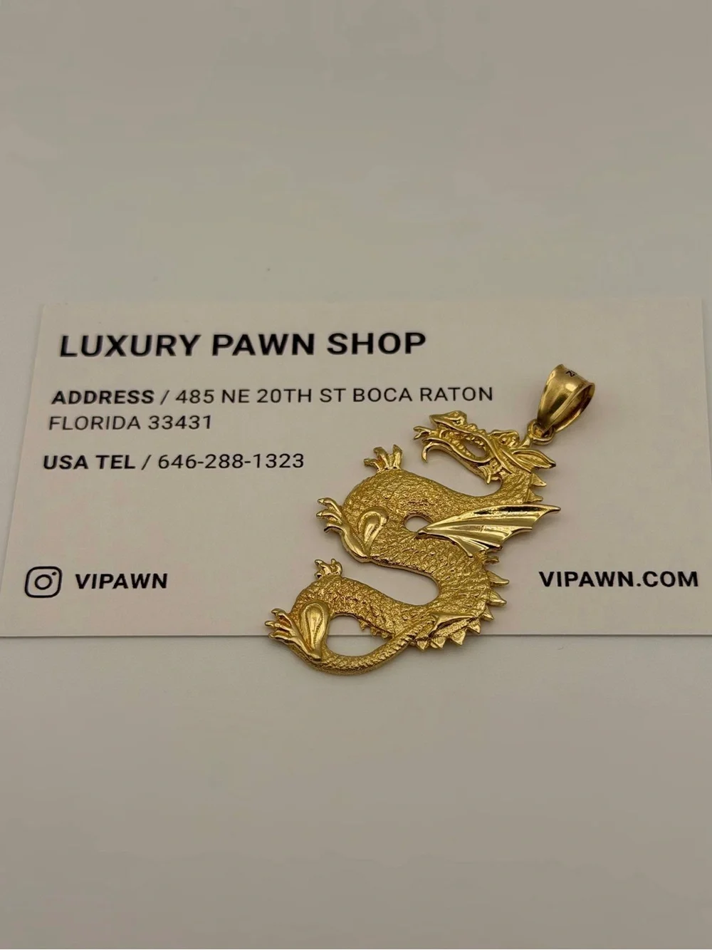 10k Solid Yellow Gold Serpent Chinese Zodiac Winged Fire Dragon Charm Pendant